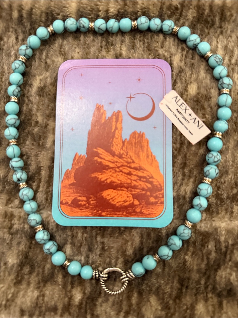 Alex & Ani Turquoise Untamed Beaded collar Necklace with Silver Accents